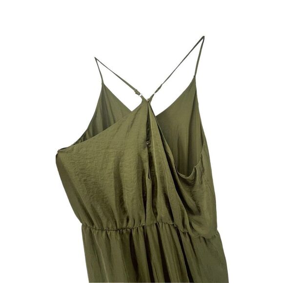 Silky Jumpsuit Green Wide Leg V Neck Racerback Size XXL Xhilaration Pocket Cute - Picture 4 of 7